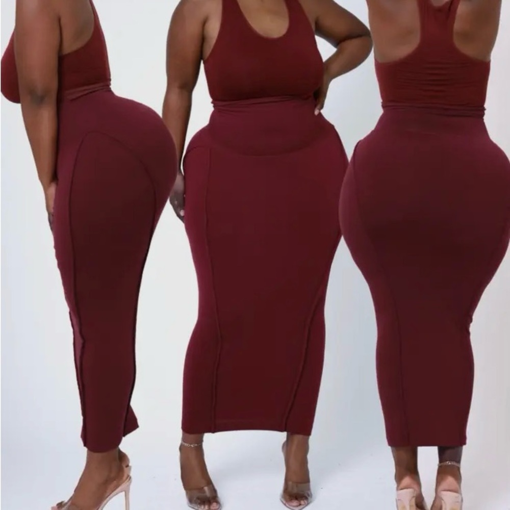 Babe (Wine) Tummy Control Skirt